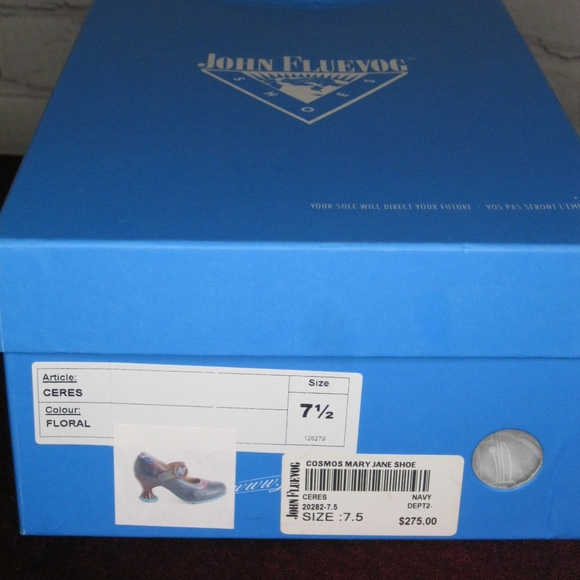SOLD* Discontinued John Fluevog Blue Floral Ceres Heels, 7.5 with original box - Picture 6 of 16